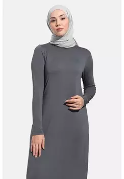 Платье макси CREW NECK REFKA Modanisa, антрацит