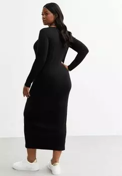 Платье макси CURVES RIBBED JERSEY New Look, черный