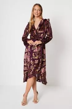 Платье макси Devore с оборками и запахом Oasis, красный