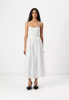Платье макси DIP WAIST DRESS Abercrombie & Fitch, белый
