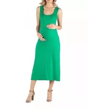 Платье макси для беременных с овальным вырезом и деталью-борцовкой 24seven Comfort Apparel, зеленый