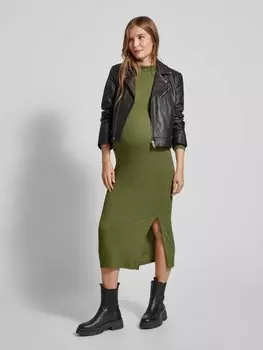 Платье макси для беременных с тонким рубчиком Mamalicious, оливковый