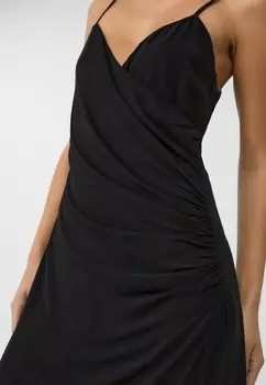 Платье макси DRAPED FLOWING Stradivarius, черный