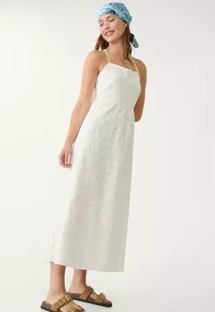 Платье макси EMBROIDERED MIDI Stradivarius, белый