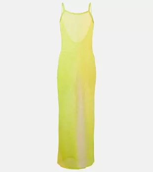 Платье макси Etika из хлопковой сетки Acne Studios, желтый
