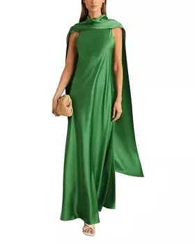 Платье макси Fae Cape Back с накидкой REISS, зеленый