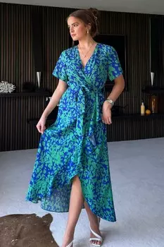 Платье макси Farren с запахом Girl In Mind, зеленый