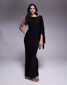 Платье макси Fashionkilla с двойным облегающим силуэтом и открытой спиной черного цвета