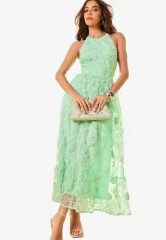 Платье макси FLORAL HALTER NECK REGULAR FIT Lipsy, зеленый
