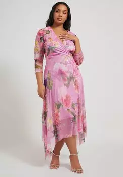 Платье макси FLORAL Yours Clothing, розовый