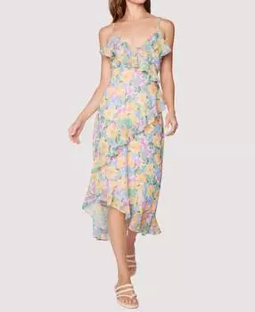 Платье макси Florescence в желтом/фиолетовом/цветочном цвете LOST + WANDER