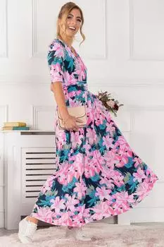 Платье макси Freya с цветочным принтом Jolie Moi, розовый