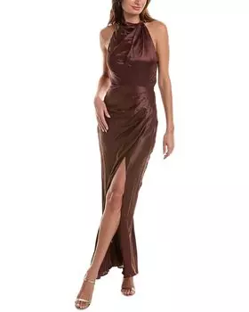 Платье макси Galilea из смесового шелка от Nicholas, 8, коричневое