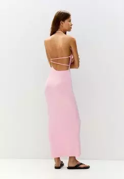 Платье макси GATHERED - Jersey dress PULL&BEAR, розовый