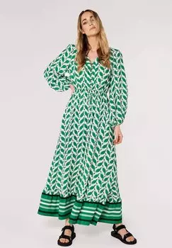 Платье макси GEO LEAVES Apricot, цвет green