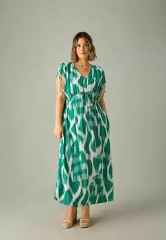 Платье макси GEO PRINT DRAWSTRING Live Unlimited London, зеленый