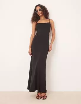 Платье-макси Gina Tricot Soft Touch из эластичного трикотажного джерси черного цвета