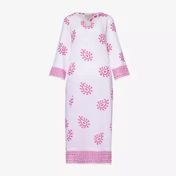 Платье макси Guadeloupe с абстрактным узором из органического хлопка Aspiga, белый