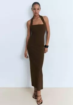 Платье макси HALTER NECK Mango, коричневый