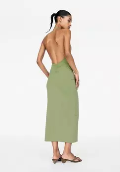 Платье макси HALTERNECK PULL&BEAR, хаки