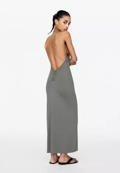 Платье макси HALTERNECK PULL&BEAR, серый