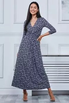 Платье макси Hayat синего цвета из джерси с перекрученным передом Jolie Moi, синий