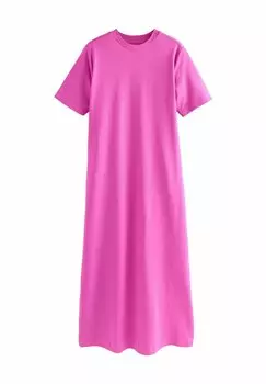 Платье макси HEAVYWEIGHT SHORT SLEEVE CREW NECK Next, розовый