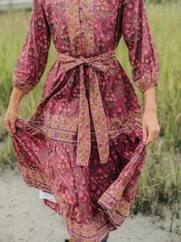 Платье макси Холли цвета клюквы в бордовом цвете VICTORIA DUNN