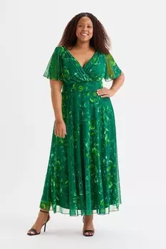 Платье макси Isabelle Chartreuse с рукавами ангелами Scarlett & Jo, зеленый