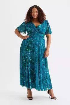 Платье макси Isabelle Chartreuse с рукавами ангелами Scarlett & Jo, синий