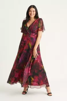 Платье макси Isabelle с рукавами-ангелками Scarlett & Jo, красный