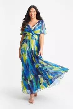 Платье макси Isabelle с рукавами-ангелками Scarlett & Jo, синий