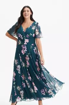 Платье макси Isabelle с рукавами-ангелками Scarlett & Jo, зеленый