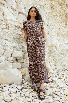 Платье макси из 100% хлопкового трикотажа с карманами Threadbare, коричневый