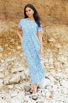 Платье макси из 100% хлопкового трикотажа с карманами Threadbare, синий