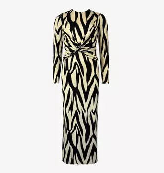 Платье макси из эластичного трикотажного джерси с абстрактным узором и завязками спереди Ro&Zo, цвет mono