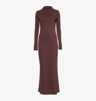 Платье макси из эластичной ткани с длинными рукавами и воротником-стойкой Pretty Lavish, коричневый