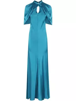 Платье макси из атласа Alberta Ferretti, синий