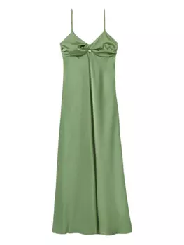 Платье макси из атласа Claudie Pierlot, зеленый