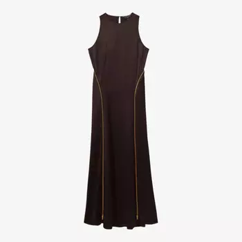 Платье макси из атласа и шерсти Reiss x atelier leanna с застежкой-молнией Reiss, коричневый