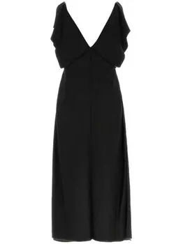 Платье макси из атласа Jil Sander, черный