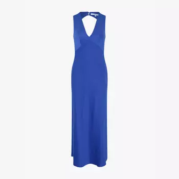 Платье макси из атласа с завязками на спине Nova Omnes, синий