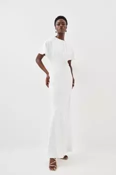 Платье макси из атласного крепа Karen Millen, белый
