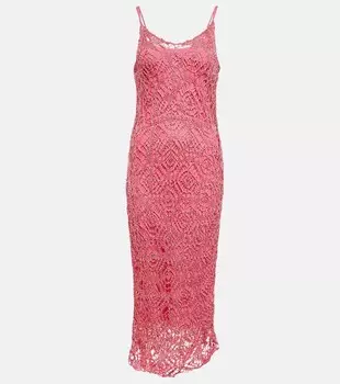 Платье макси из ажурного трикотажа TOM FORD, розовый