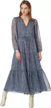 Платье макси из блестящего шифона с принтом Lucky Brand, цвет Flint Stone Multi