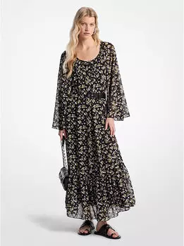 Платье макси из цветочного жоржета Michael Kors, зеленый
