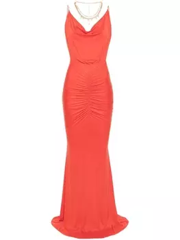 Платье макси из драпированного джерси Elisabetta Franchi, оранжевый