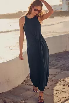 Платье макси из джерси без рукавов с завязками по бокам Next, синий