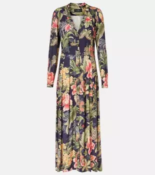 Платье макси из джерси и жаккарда филькупе Etro, цвет print on blue base