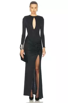 Платье макси из джерси с эффектом металлик и вырезом-капелькой Patbo, черный